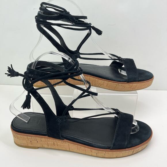FRYE Miranda Black Suede Leather Gladiator Platform Sandals - Picture 11 of 11